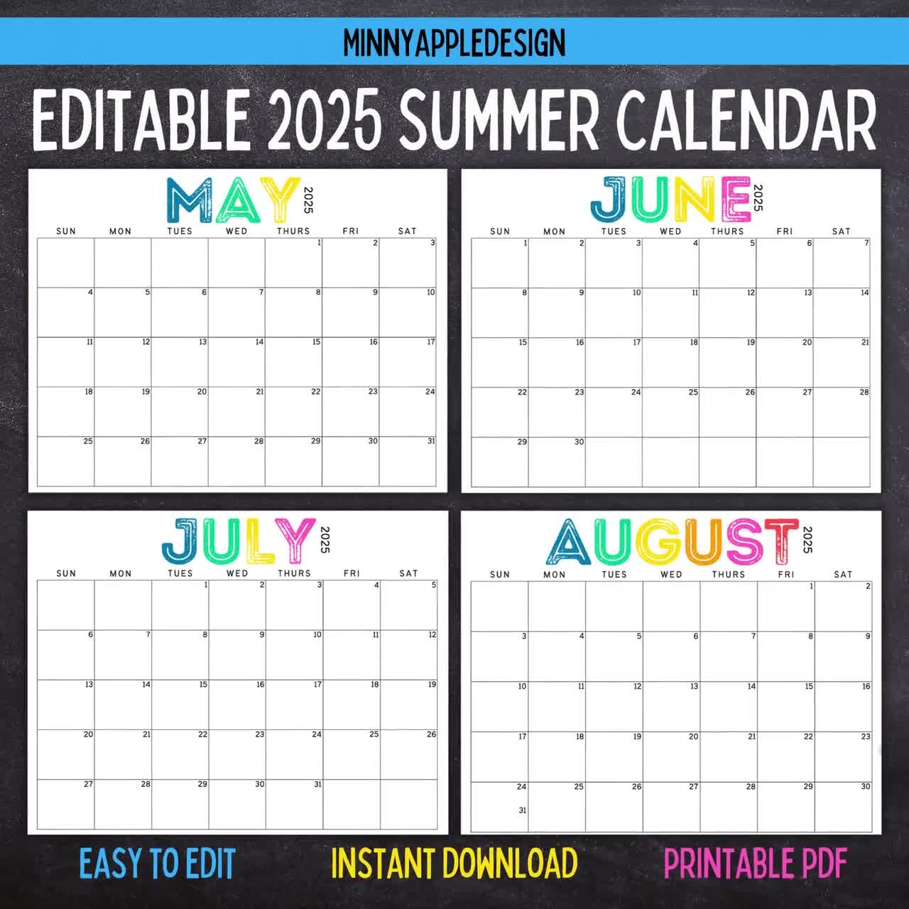 Summer Calendar 2025 June