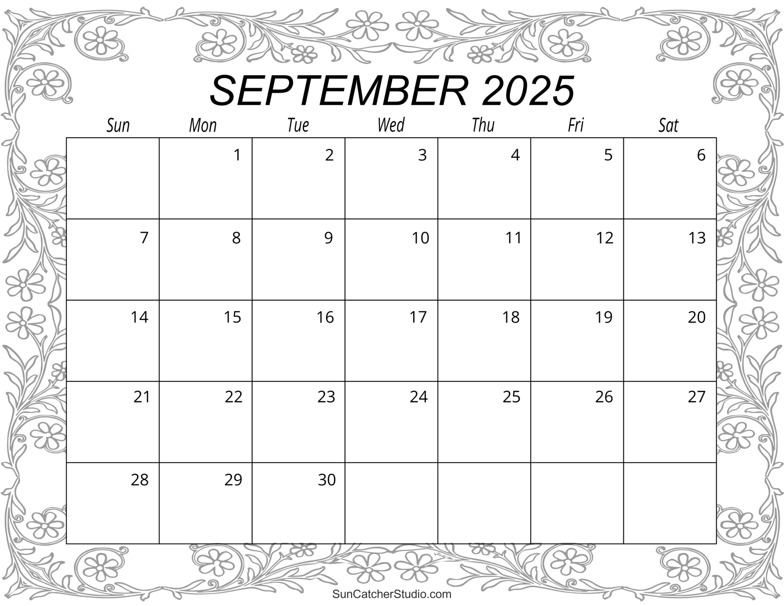 Calendar September 2025 Printable